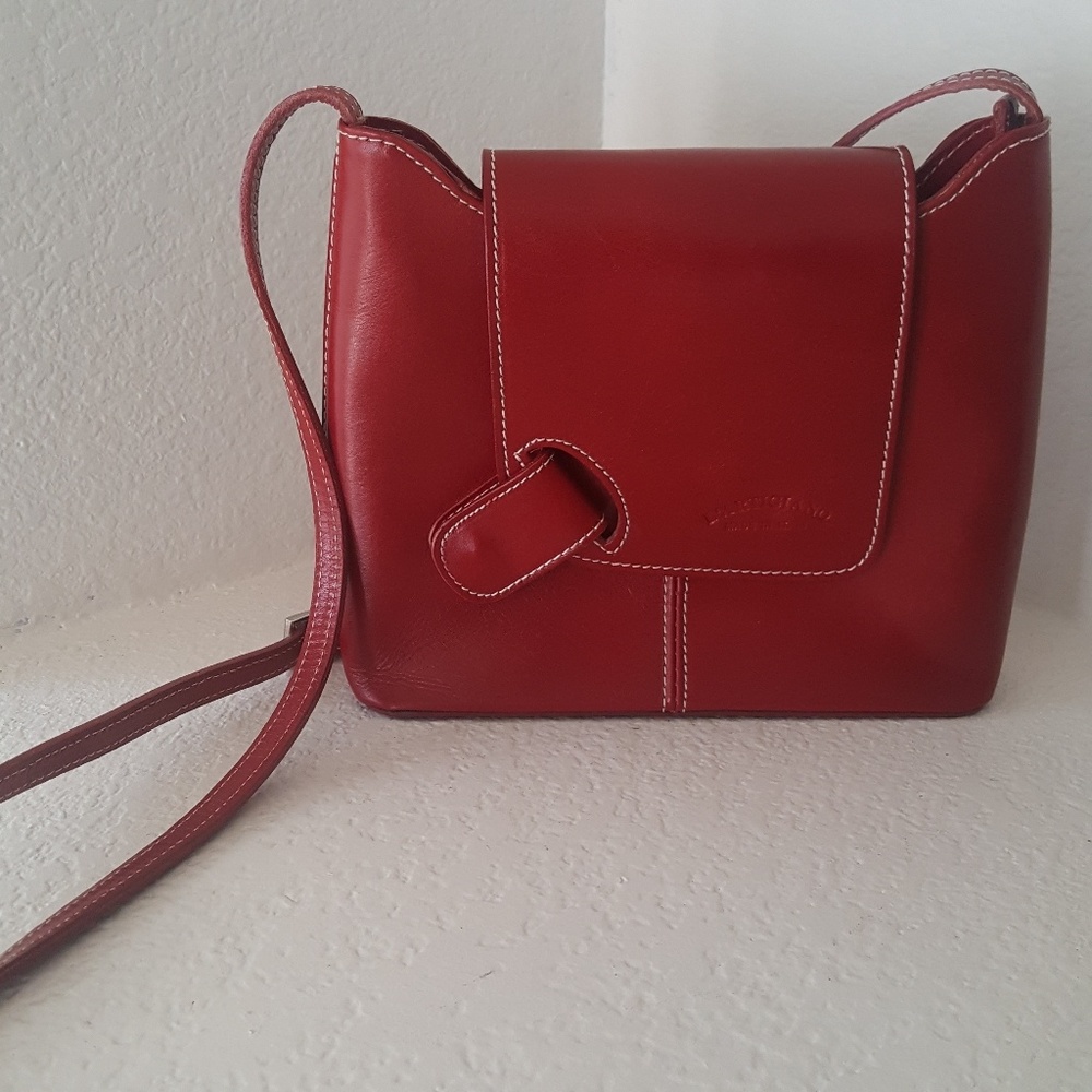 Red leather Italian handbag